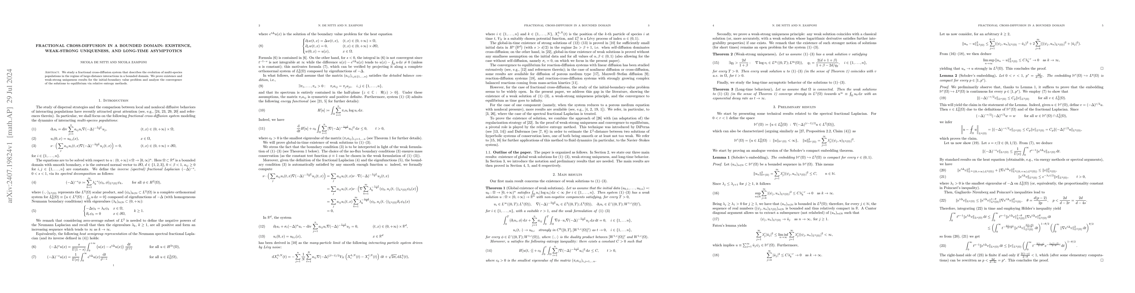 Thumbnail for Fractional cross-diffusion in a bounded domain: existence, weak-strong
  uniqueness, and long-time asymptotics