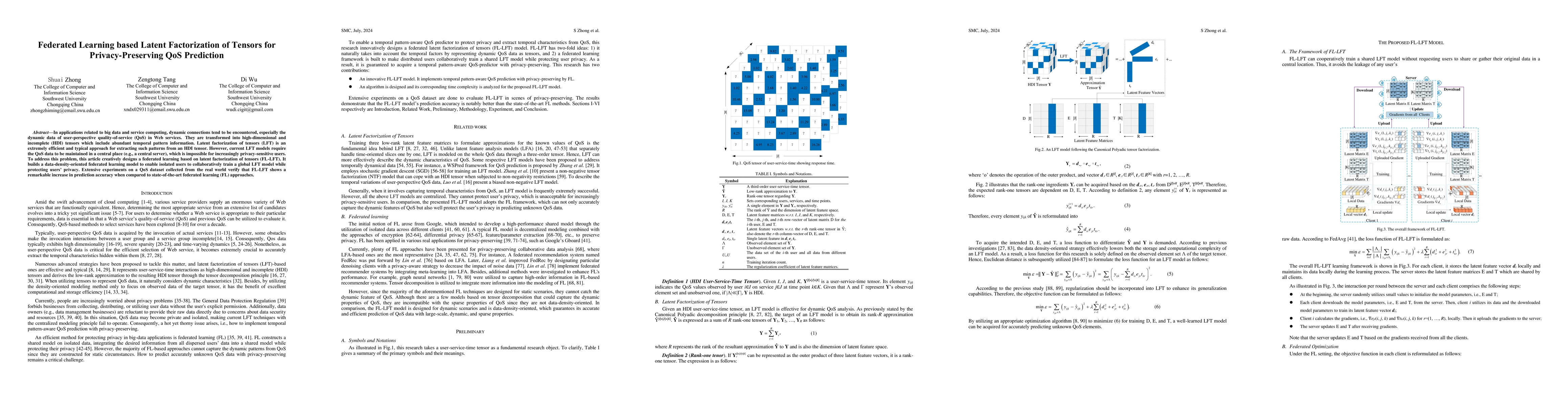 Thumbnail for Federated Learning based Latent Factorization of Tensors for
  Privacy-Preserving QoS Prediction