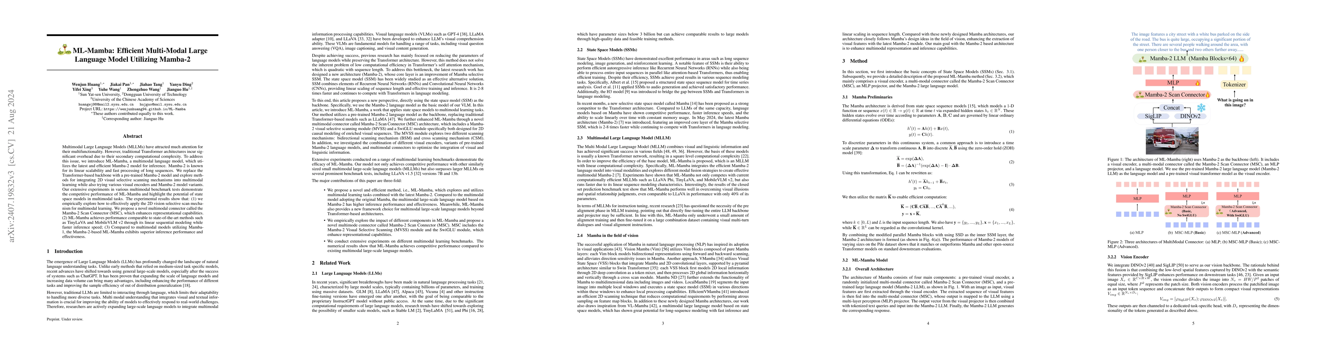 Thumbnail for ML-Mamba: Efficient Multi-Modal Large Language Model Utilizing Mamba-2