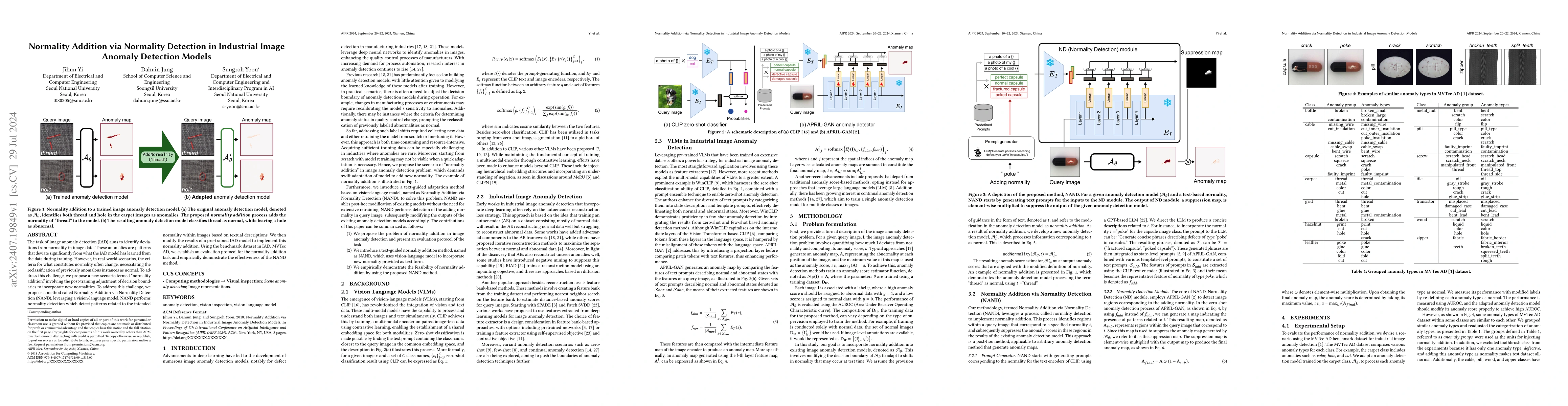 Thumbnail for Normality Addition via Normality Detection in Industrial Image Anomaly
  Detection Models