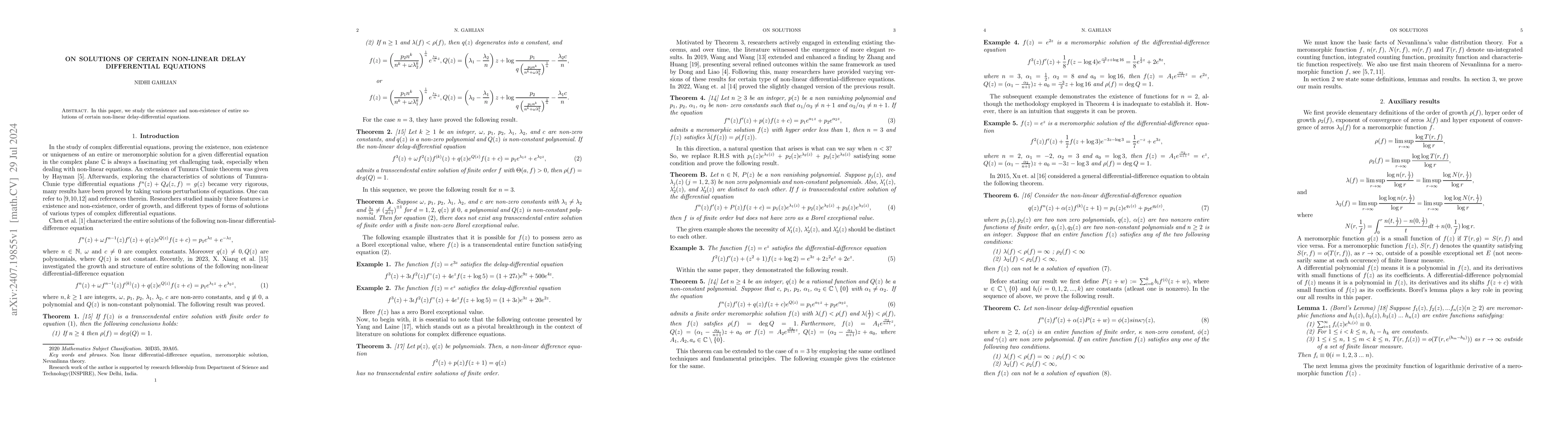 Thumbnail for On solutions of certain non-linear delay differential equations