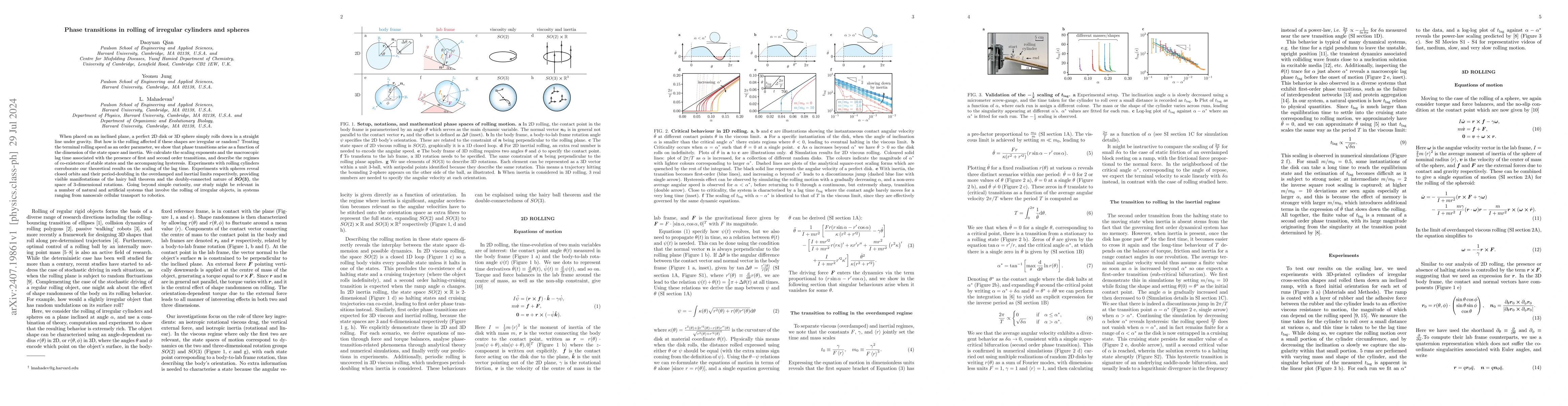 Thumbnail for Phase transitions in rolling of irregular cylinders and spheres