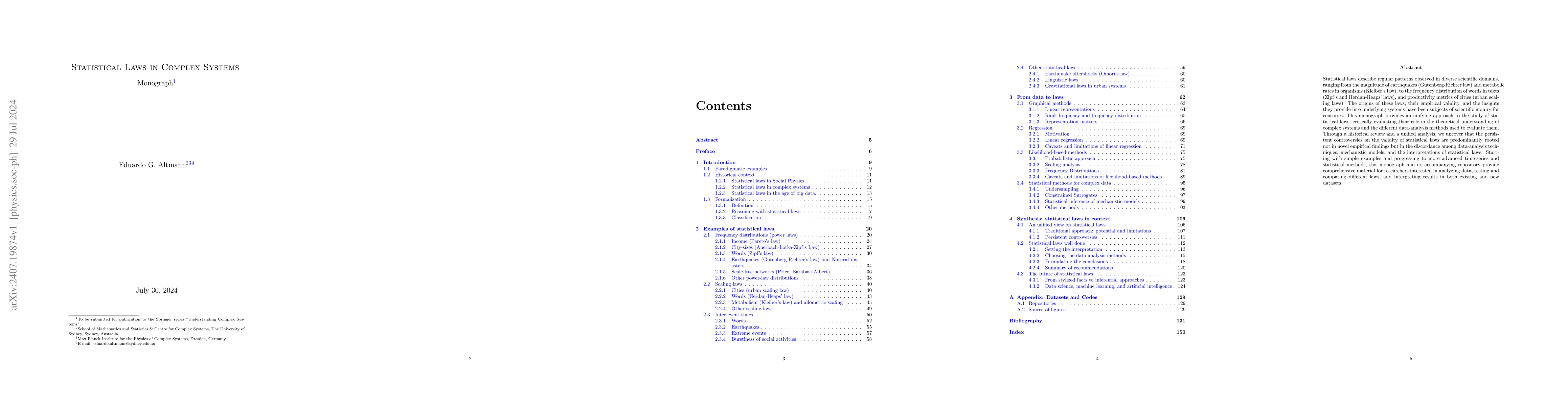 Thumbnail for Statistical Laws in Complex Systems
