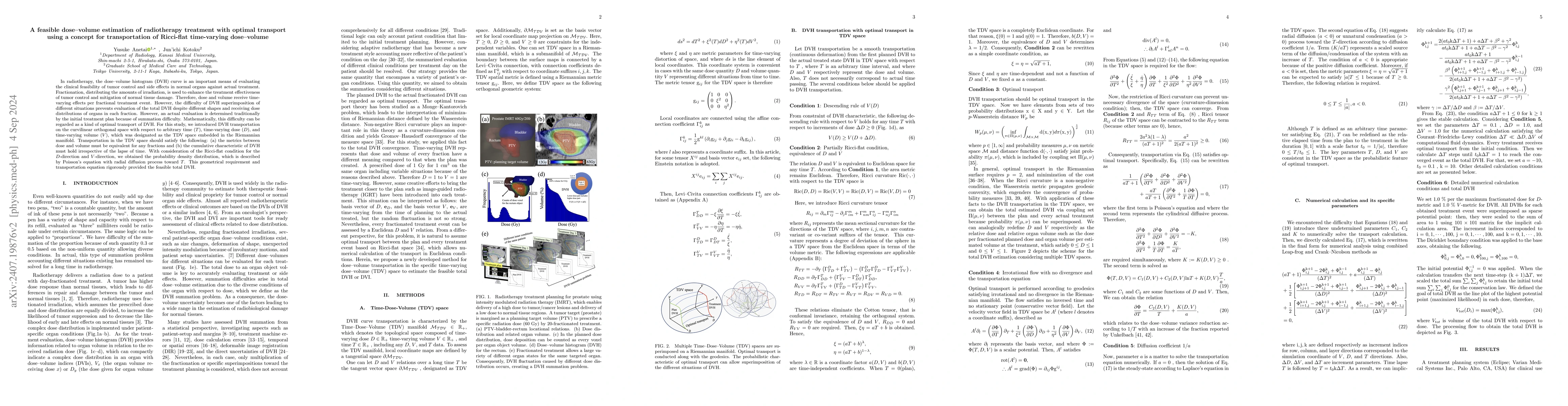 Thumbnail for A feasible dose-volume estimation of radiotherapy treatment with optimal
  transport using a concept for transportation of Ricci-flat time-varying
  dose-volume
