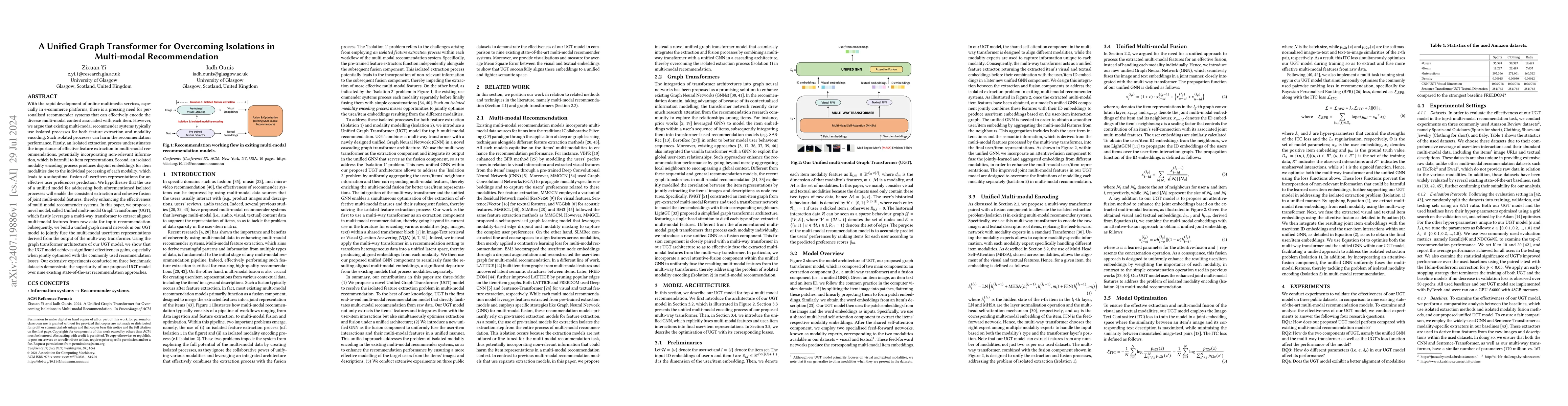 Thumbnail for A Unified Graph Transformer for Overcoming Isolations in Multi-modal
  Recommendation