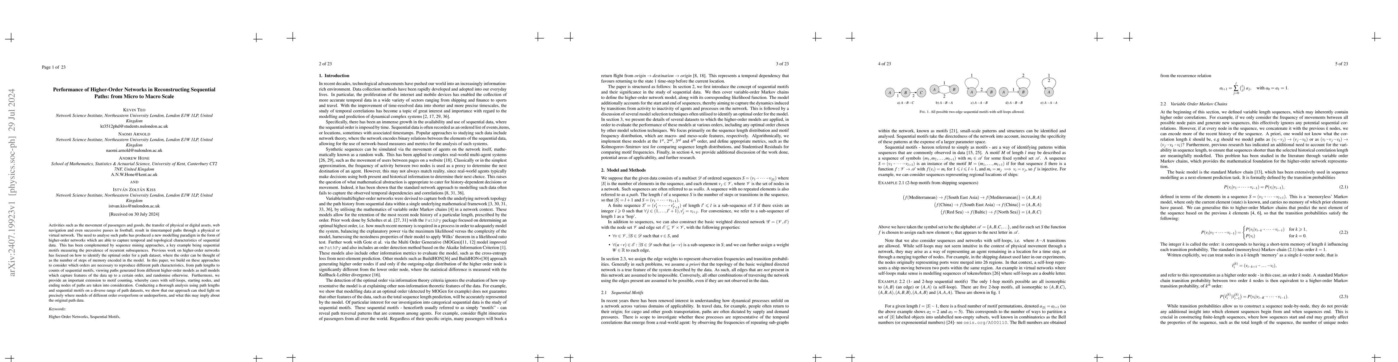 Thumbnail for Performance of Higher-Order Networks in Reconstructing Sequential Paths:
  from Micro to Macro Scale