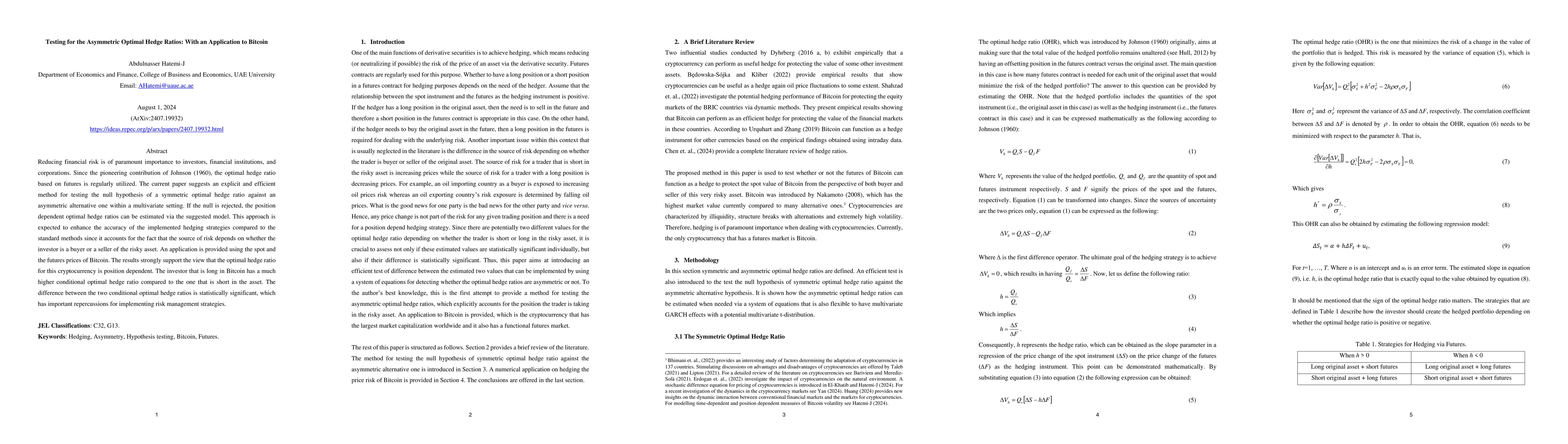 Thumbnail for Testing for the Asymmetric Optimal Hedge Ratios: With an Application to
  Bitcoin