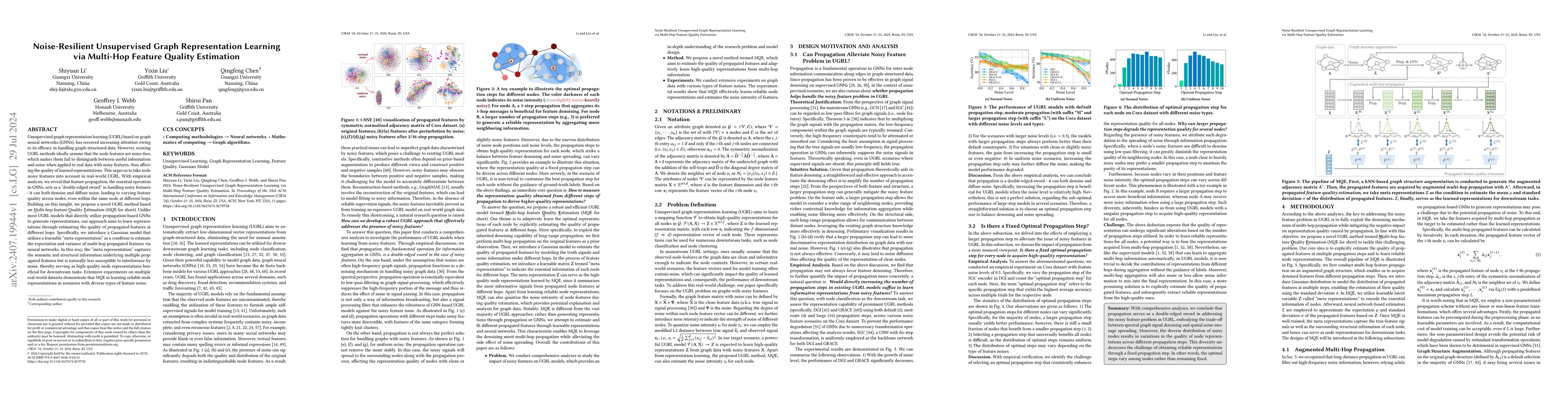 Thumbnail for Noise-Resilient Unsupervised Graph Representation Learning via Multi-Hop
  Feature Quality Estimation