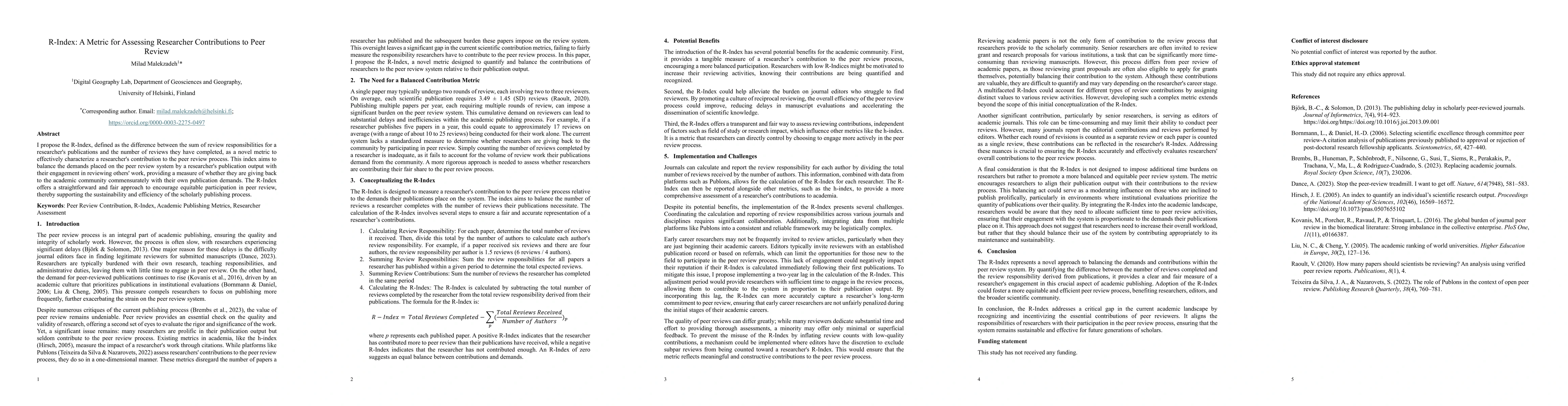 Thumbnail for R-Index: A Metric for Assessing Researcher Contributions to Peer Review