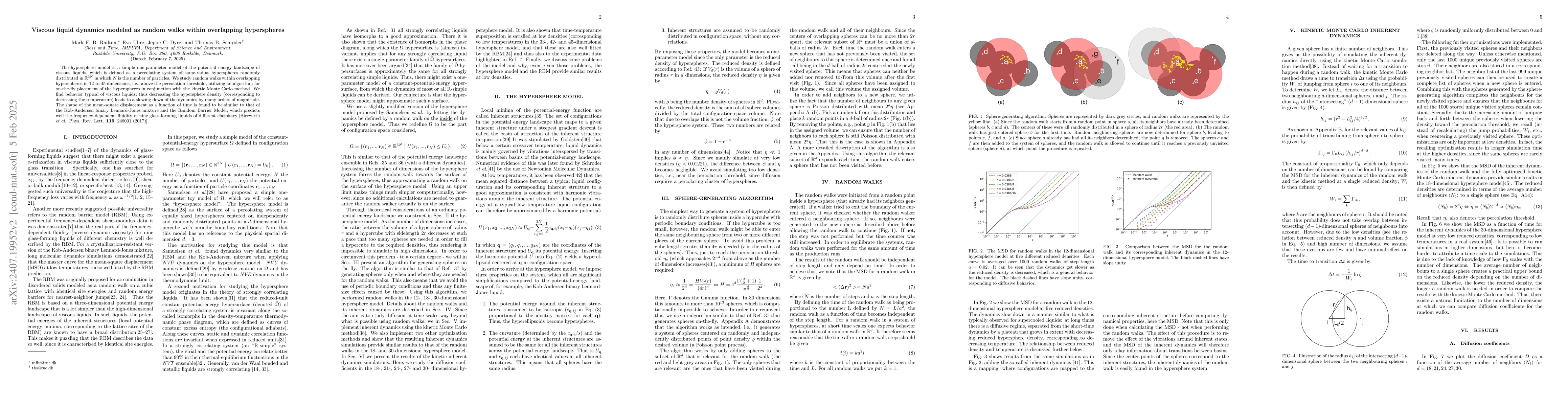 Thumbnail for Viscous liquid dynamics modeled as random walks within overlapping
  hyperspheres