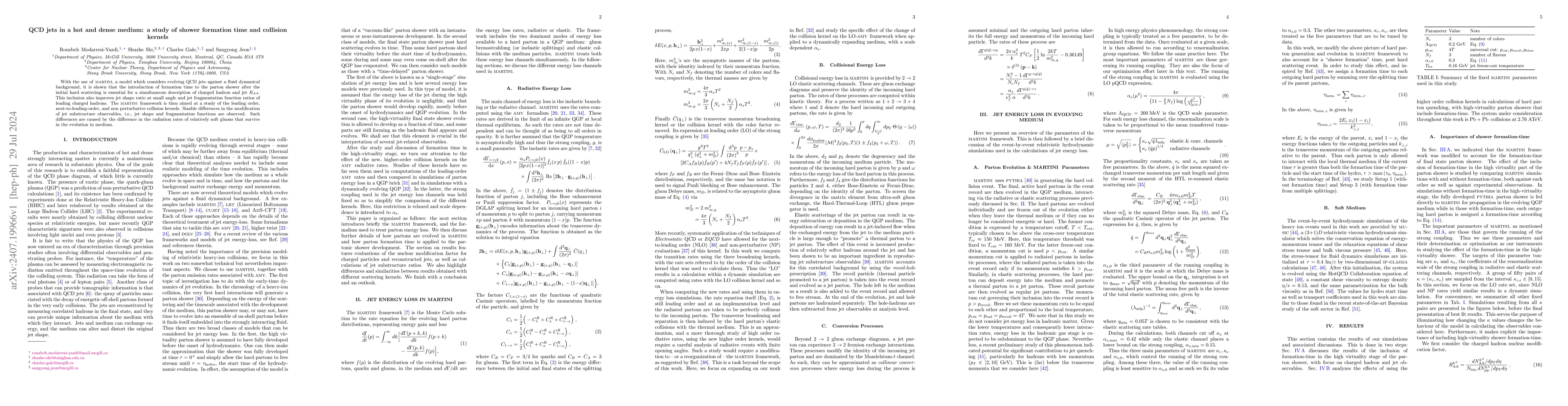 Thumbnail for QCD jets in a hot and dense medium: a study of shower formation time and
  collision kernels