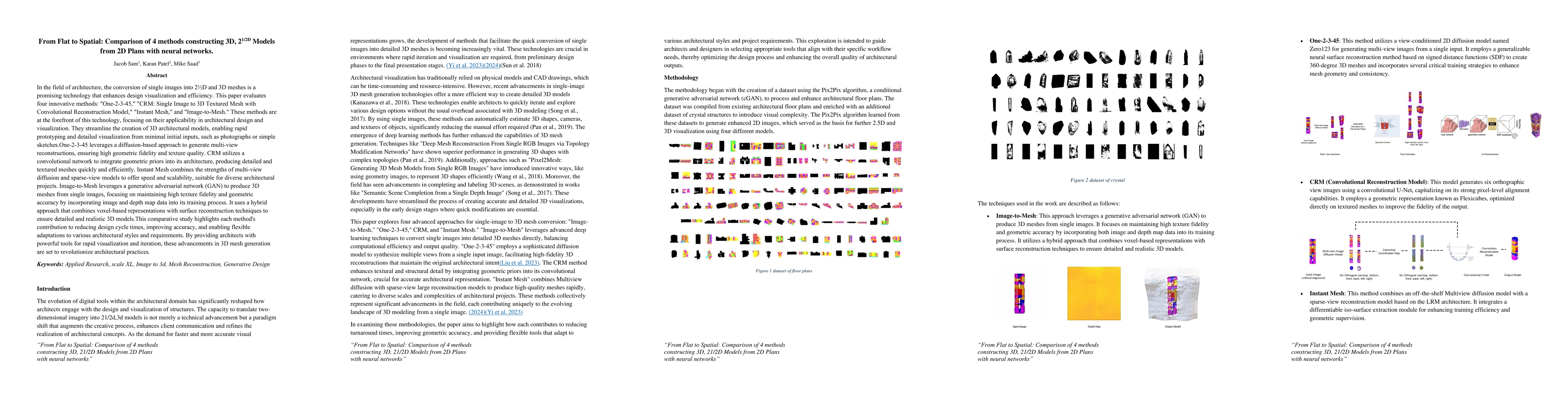 Thumbnail for From Flat to Spatial: Comparison of 4 methods constructing 3D, 2 and
  1/2D Models from 2D Plans with neural networks
