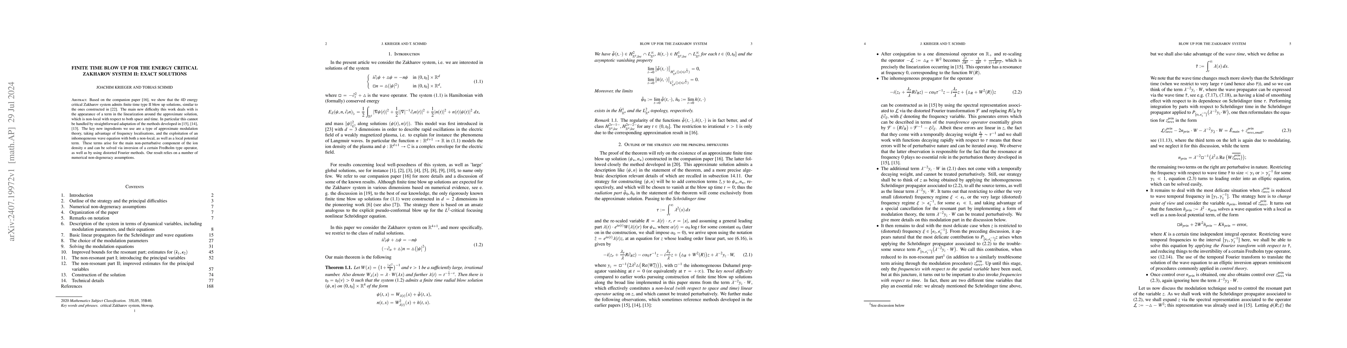 Thumbnail for Finite time blow up for the energy critical Zakharov system II: exact
  solutions