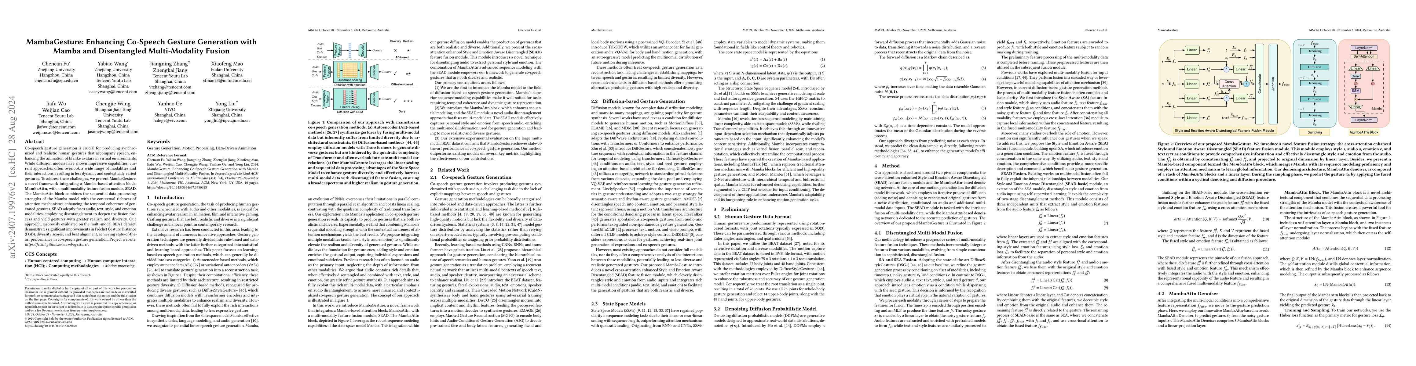 Thumbnail for MambaGesture: Enhancing Co-Speech Gesture Generation with Mamba and
  Disentangled Multi-Modality Fusion
