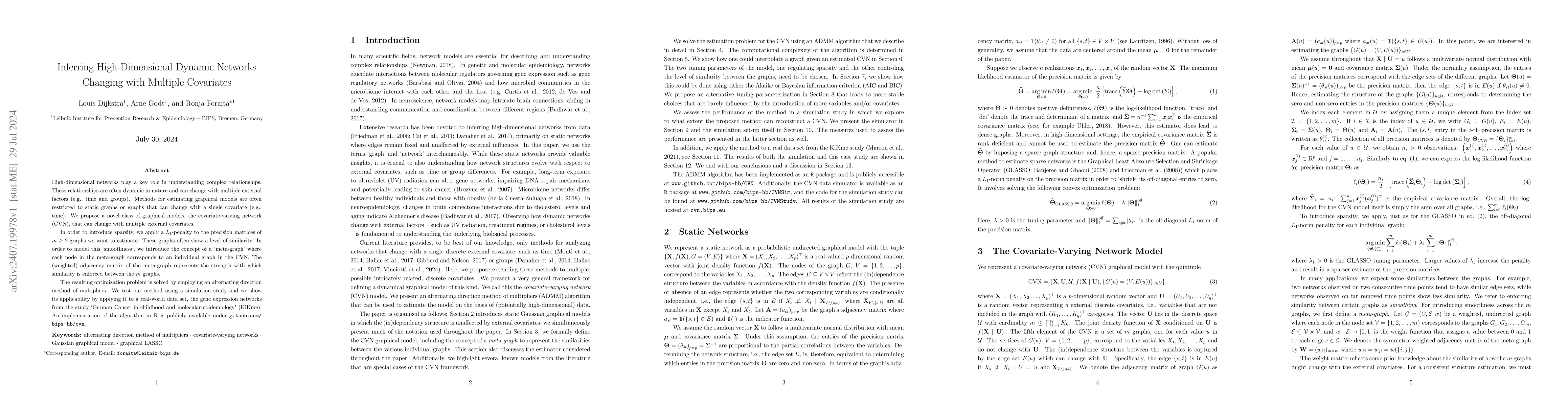 Thumbnail for Inferring High-Dimensional Dynamic Networks Changing with Multiple
  Covariates