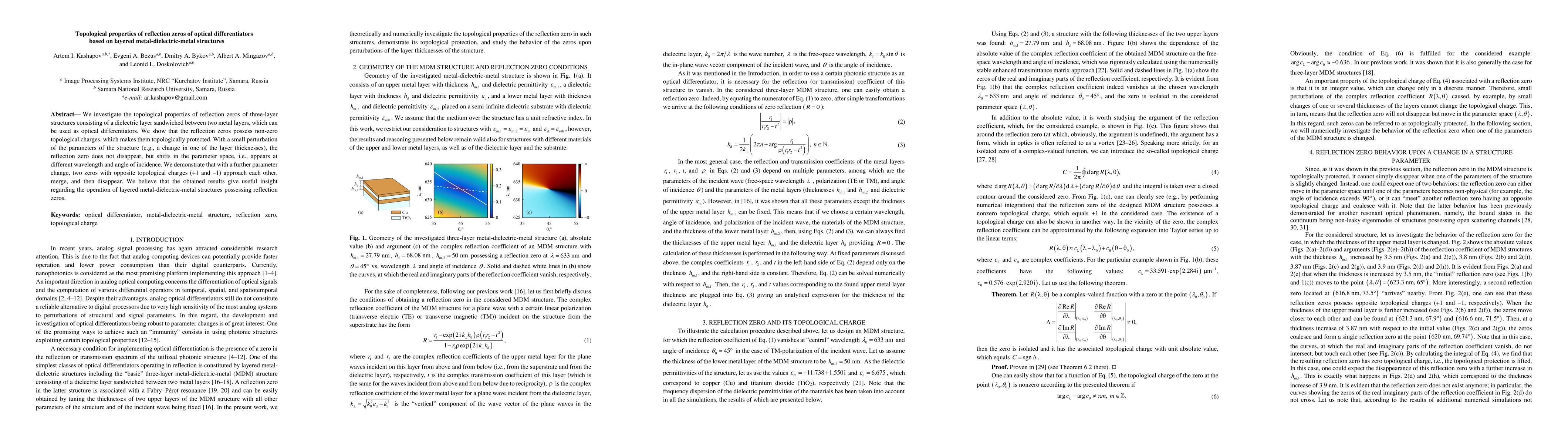 Thumbnail for Topological properties of reflection zeros of optical differentiators
  based on layered metal-dielectric-metal structures
