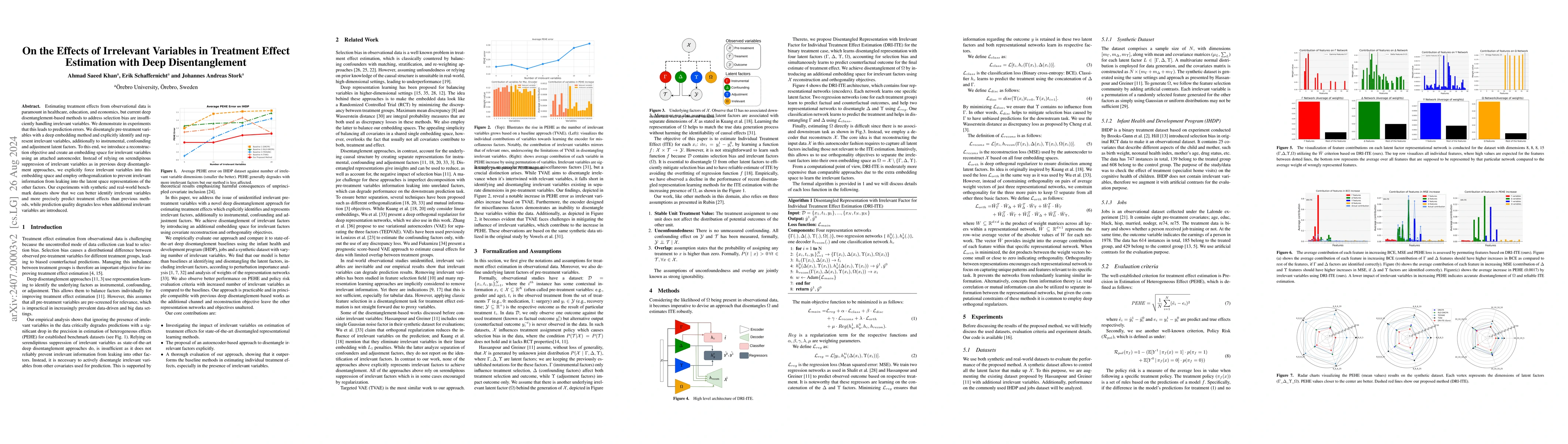 Thumbnail for On the Effects of Irrelevant Variables in Treatment Effect Estimation
  with Deep Disentanglement