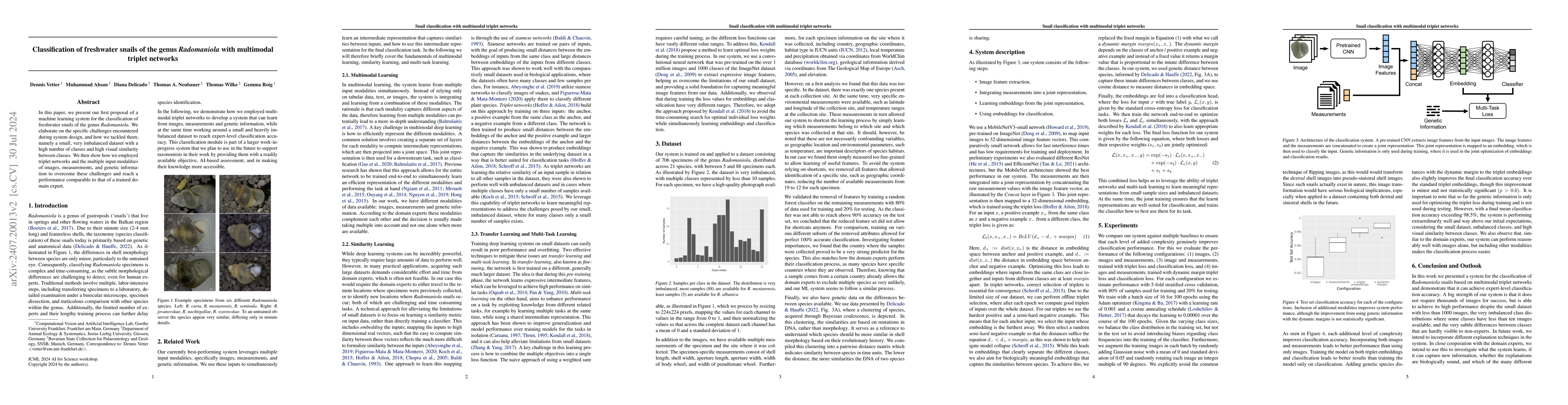 Thumbnail for Classification of freshwater snails of the genus Radomaniola with
  multimodal triplet networks