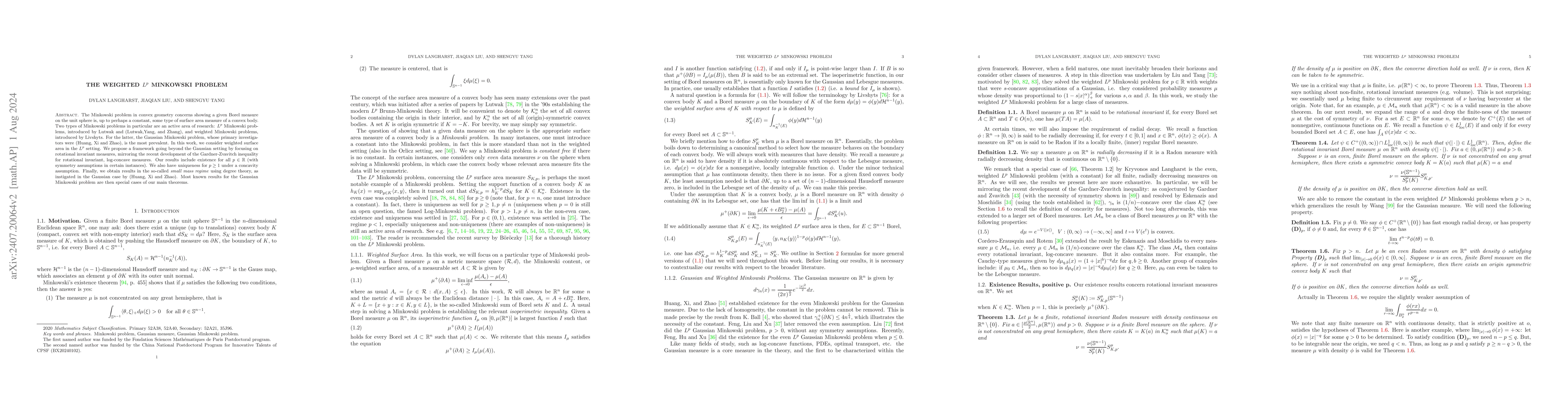 Thumbnail for The Weighted $L^p$ Minkowski Problem