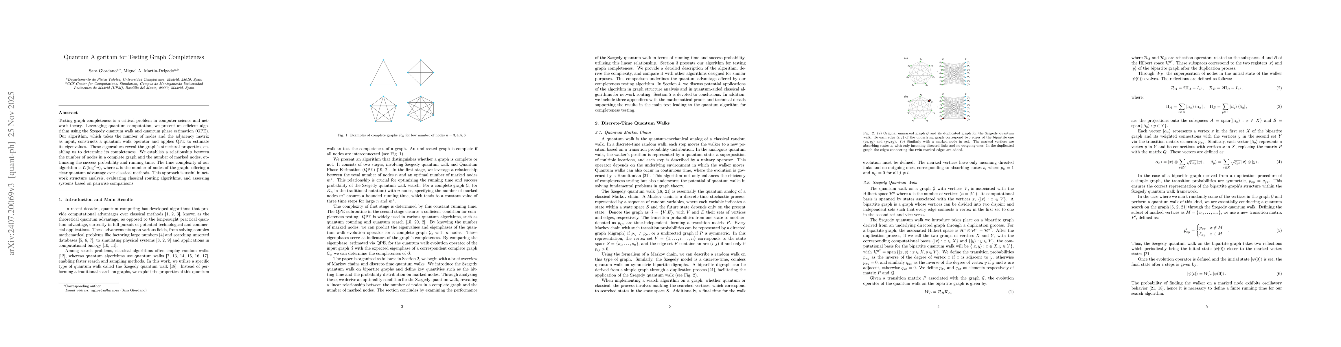 Thumbnail for Quantum Algorithm for Testing Graph Completeness