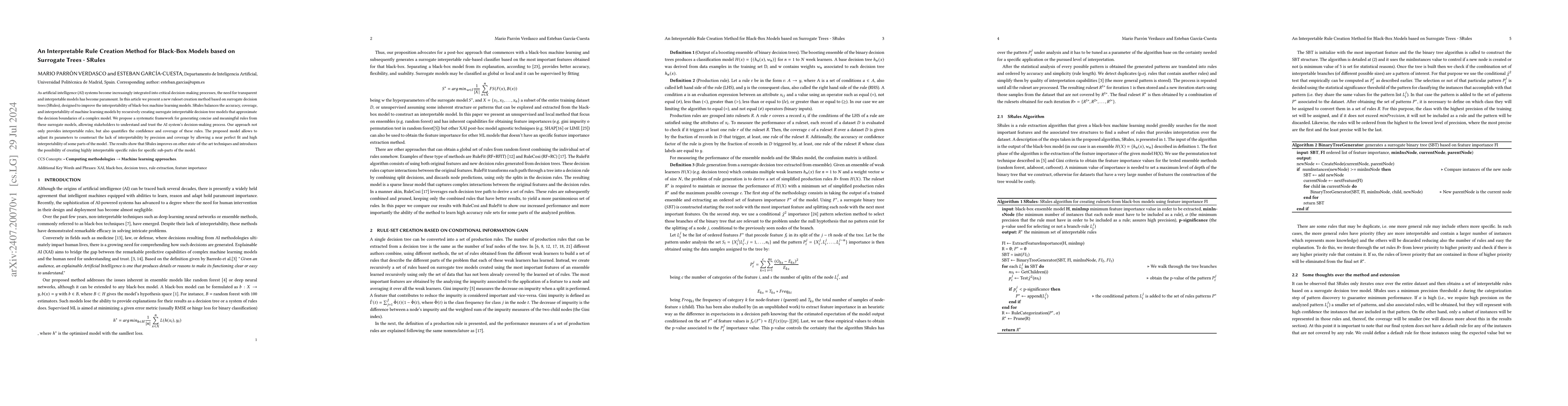 Thumbnail for An Interpretable Rule Creation Method for Black-Box Models based on
  Surrogate Trees -- SRules