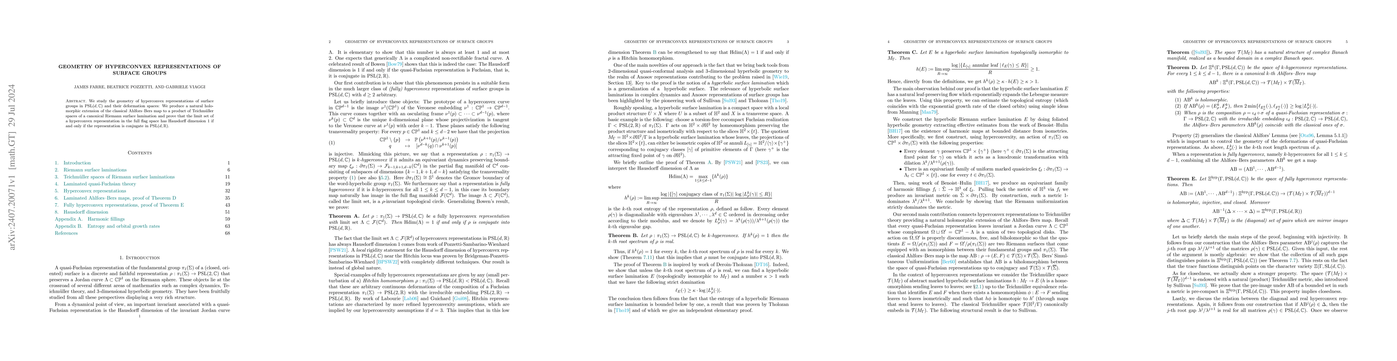 Thumbnail for Geometry of hyperconvex representations of surface groups