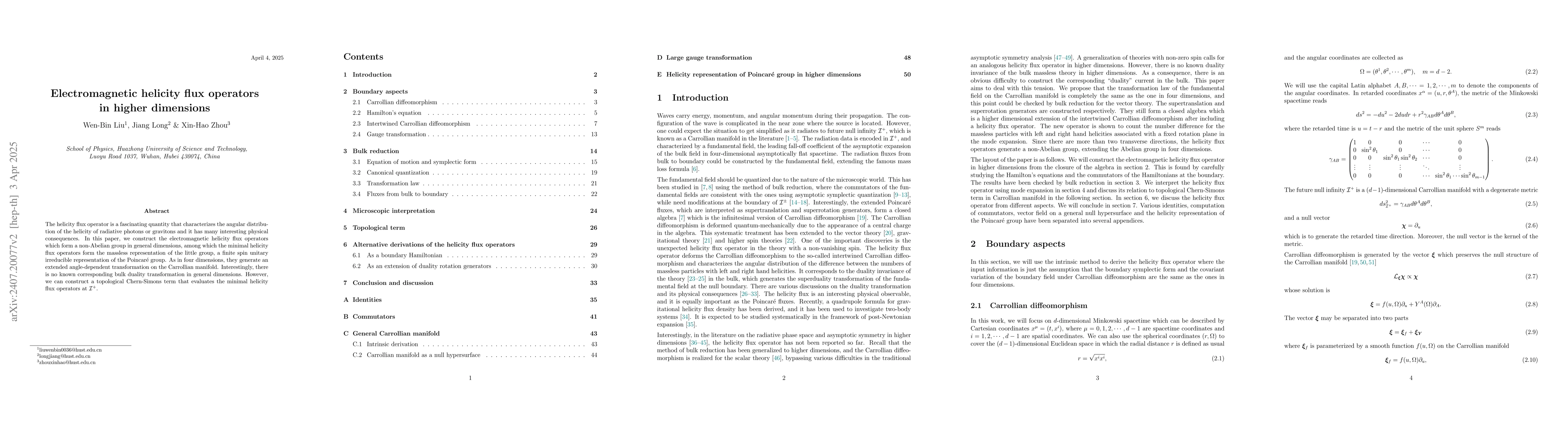 Thumbnail for Electromagnetic helicity flux operators in higher dimensions