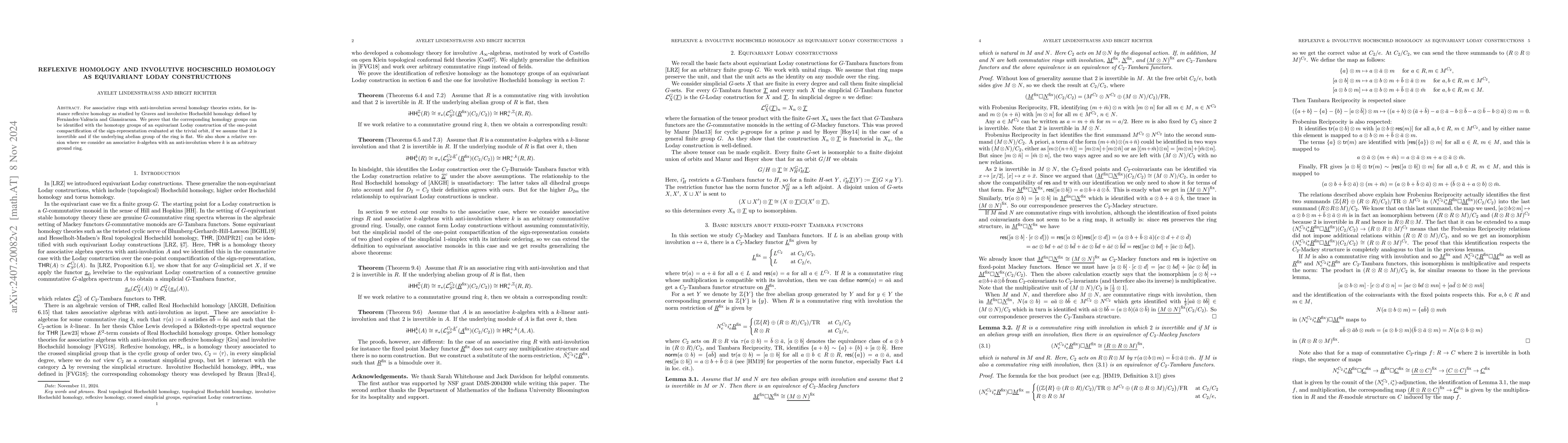Thumbnail for Reflexive homology and involutive Hochschild homology as equivariant
  Loday constructions