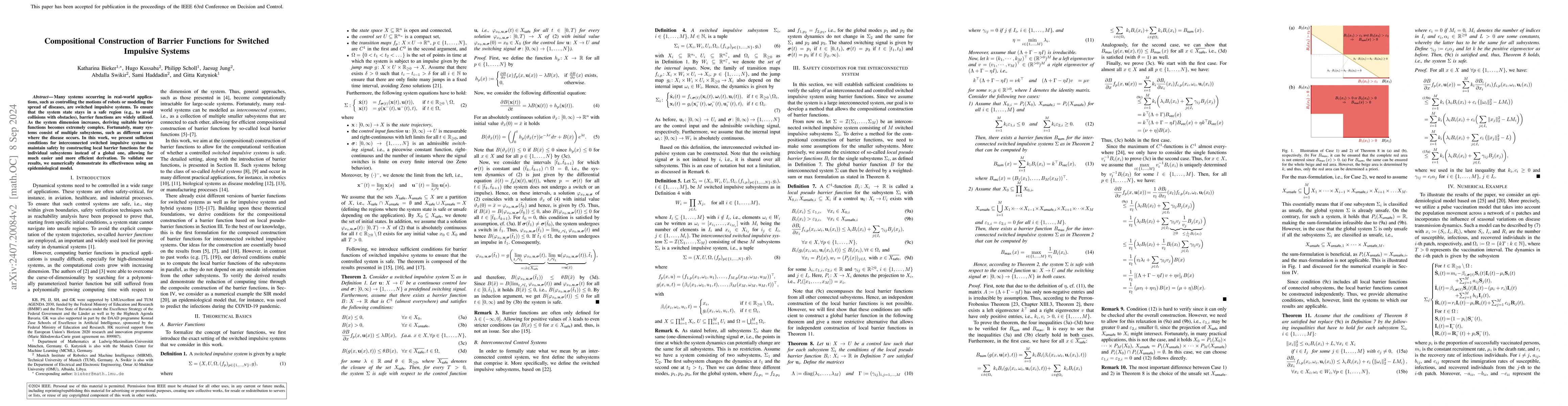 Thumbnail for Compositional Construction of Barrier Functions for Switched Impulsive
  Systems