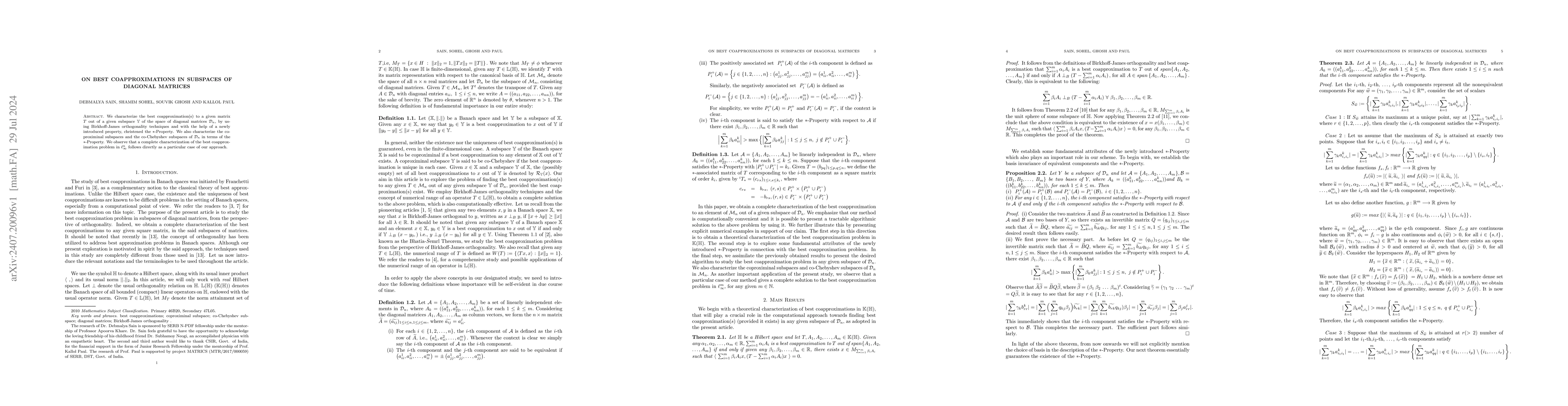 Thumbnail for On best coapproximations in subspaces of diagonal matrices