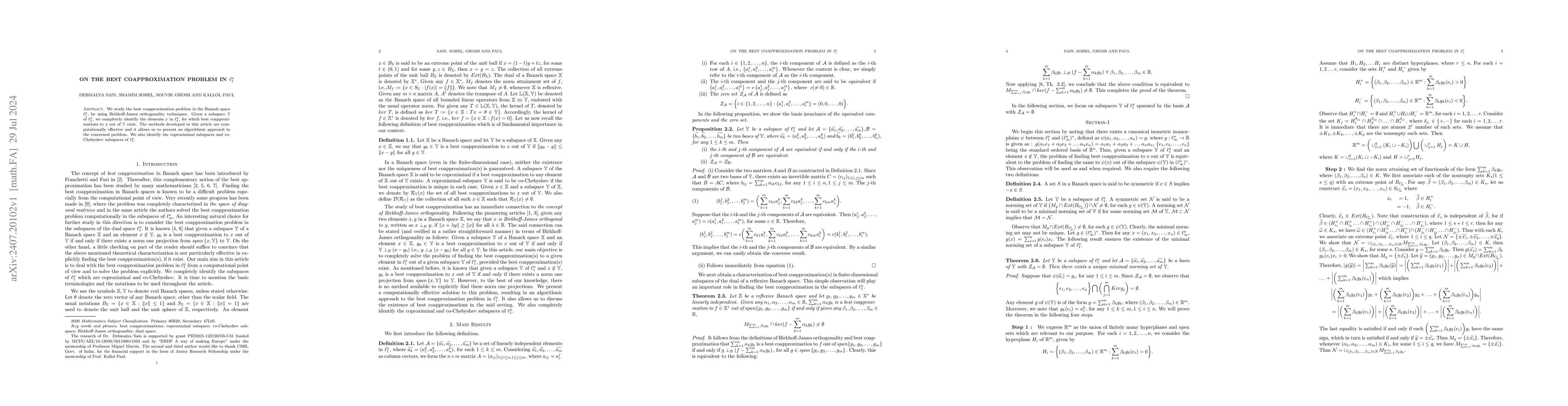 Thumbnail for On the best coapproximation problem in $\ell_1^n$