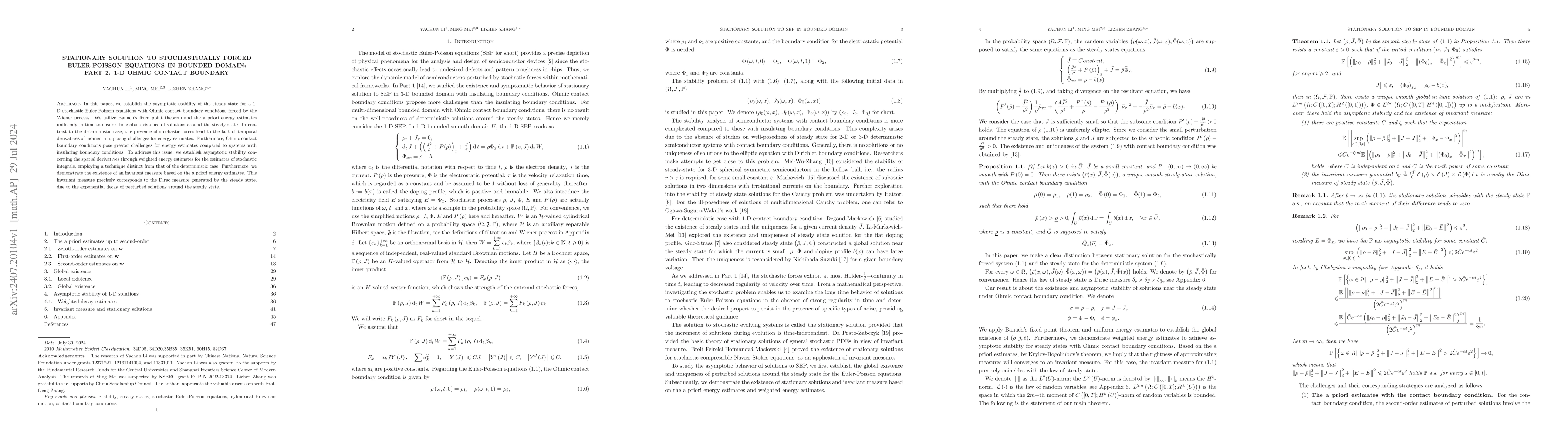Thumbnail for Stationary solution to Stochastically Forced Euler-Poisson Equations in
  Bounded Domain: Part 2. 1-D Ohmic Contact Boundary