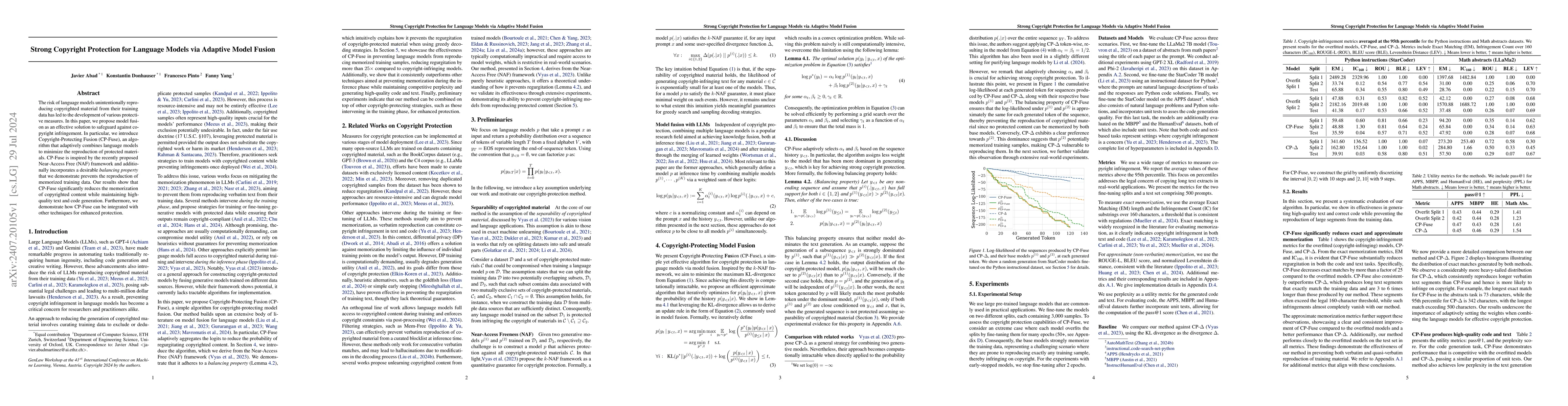 Thumbnail for Strong Copyright Protection for Language Models via Adaptive Model
  Fusion