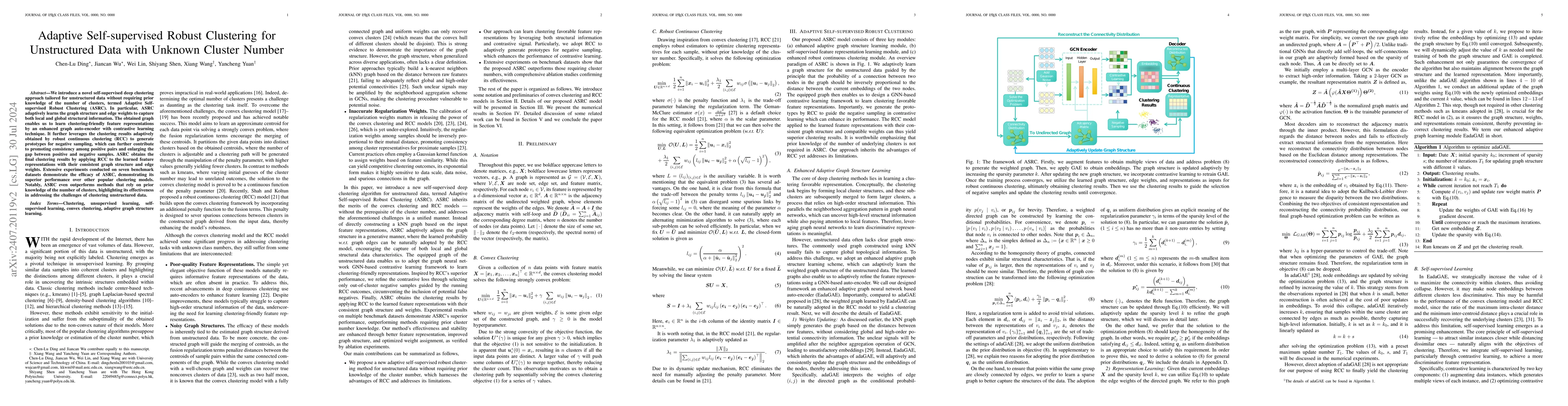 Thumbnail for Adaptive Self-supervised Robust Clustering for Unstructured Data with
  Unknown Cluster Number