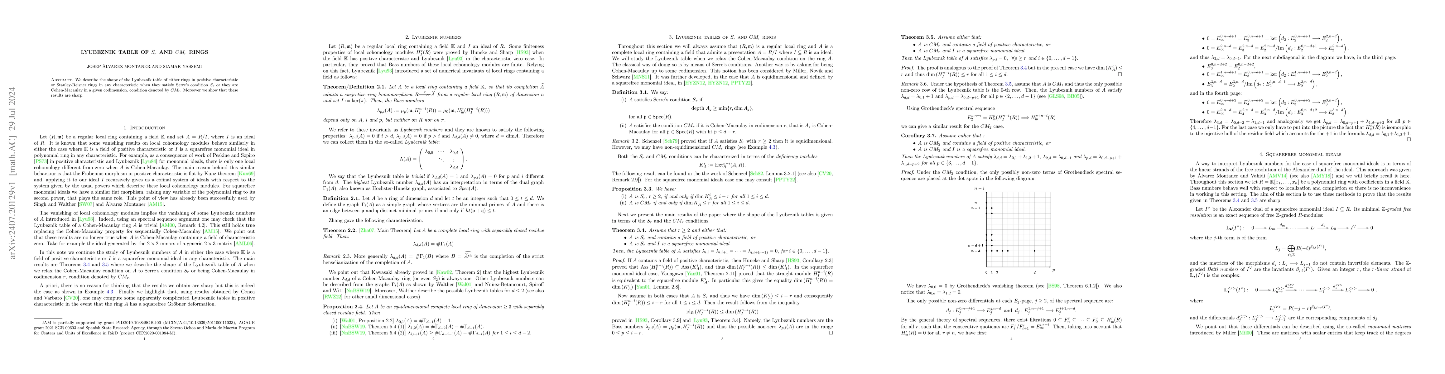 Thumbnail for Lyubeznik tables of $S_r$ and $CM_r$ rings