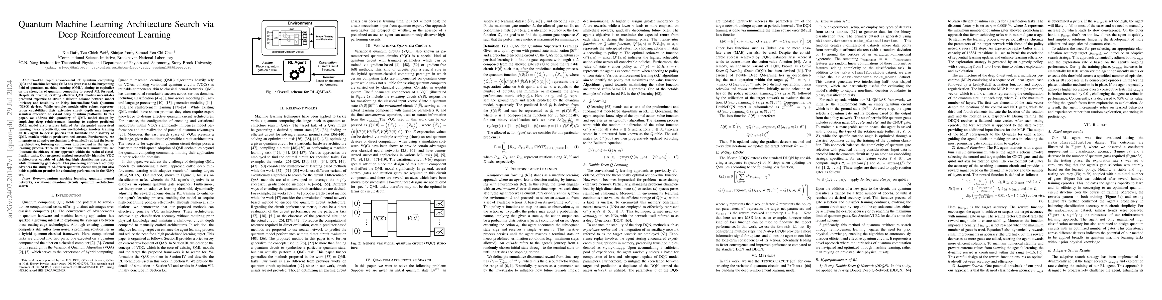 Thumbnail for Quantum Machine Learning Architecture Search via Deep Reinforcement
  Learning