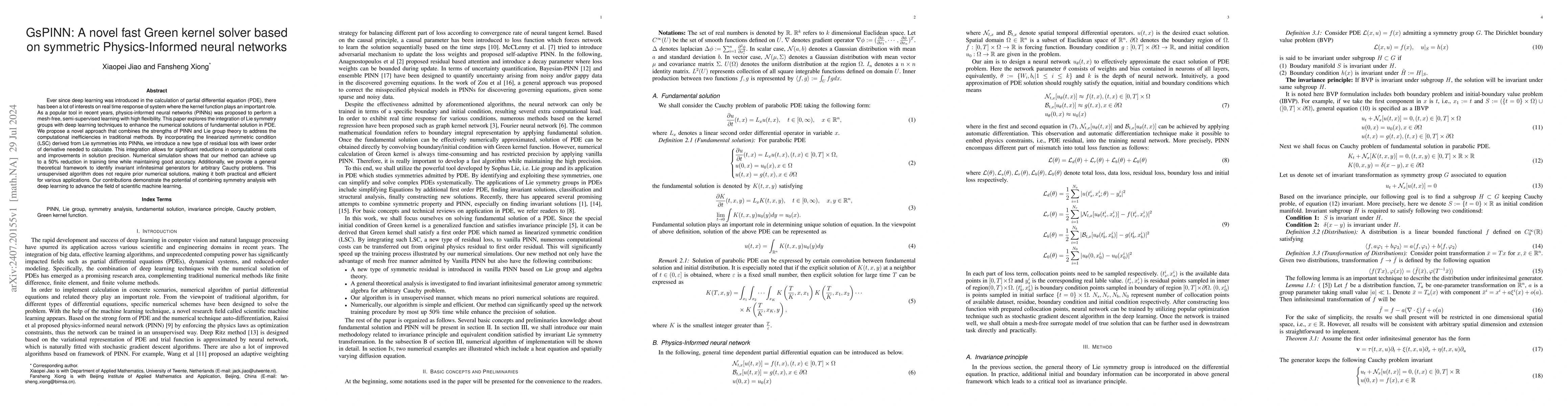 Thumbnail for GsPINN: A novel fast Green kernel solver based on symmetric
  Physics-Informed neural networks