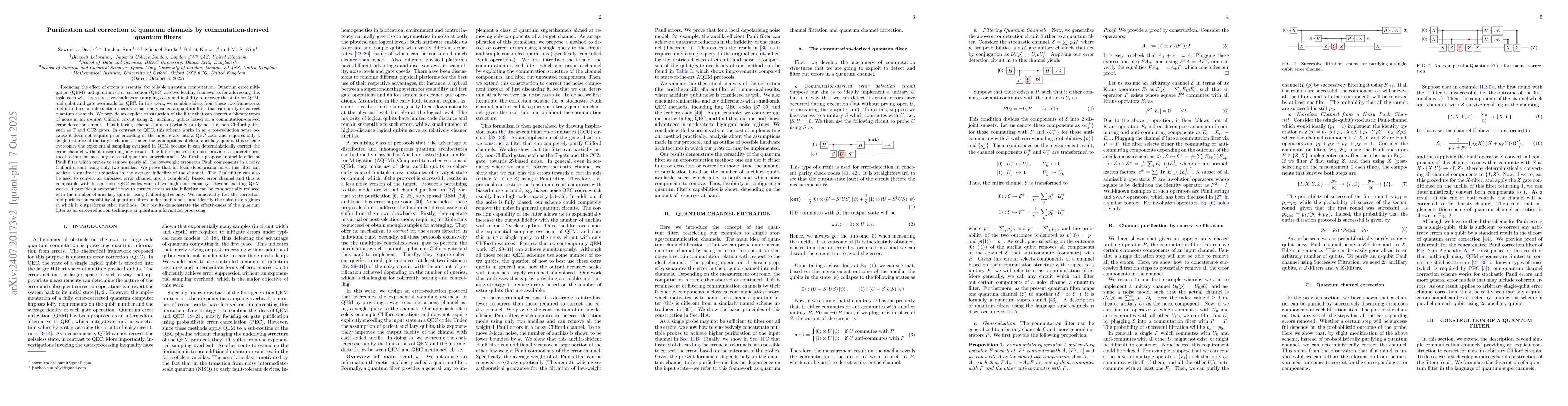 Thumbnail for Purification and correction of quantum channels by commutation-derived
  quantum filters