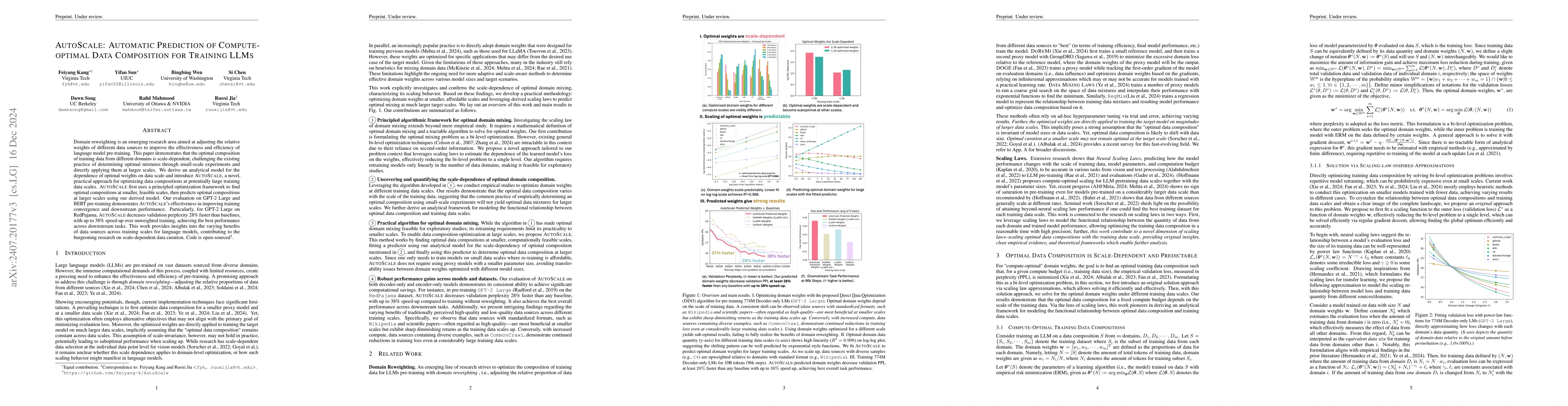 Thumbnail for AutoScale: Automatic Prediction of Compute-optimal Data Composition for
  Training LLMs