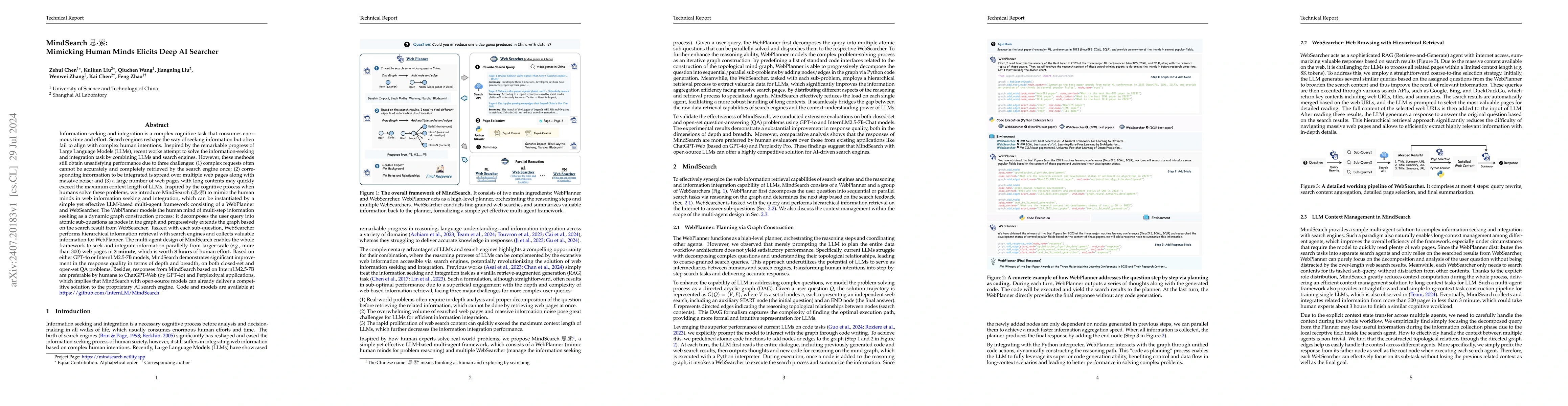 Thumbnail for MindSearch: Mimicking Human Minds Elicits Deep AI Searcher