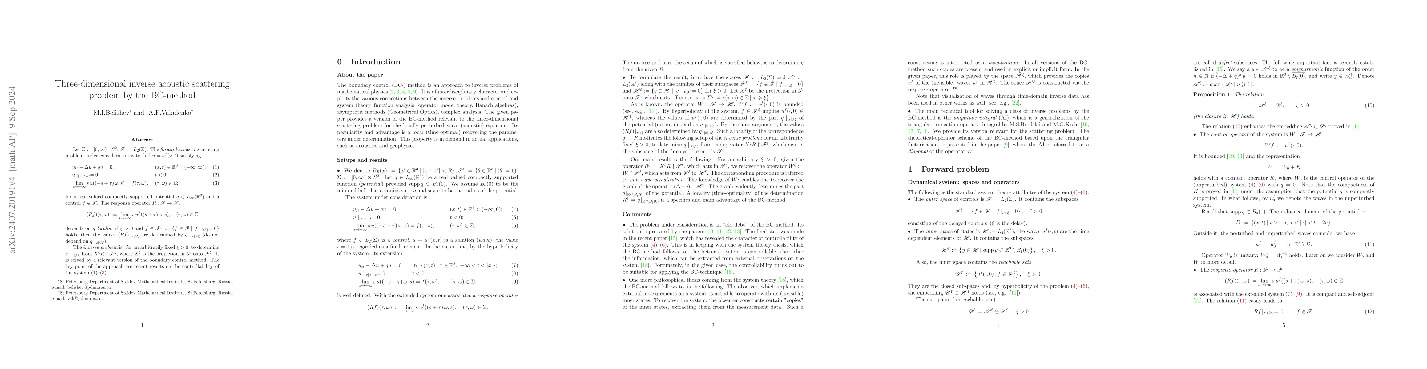 Thumbnail for Three-dimensional inverse acoustic scattering problem by the BC-method