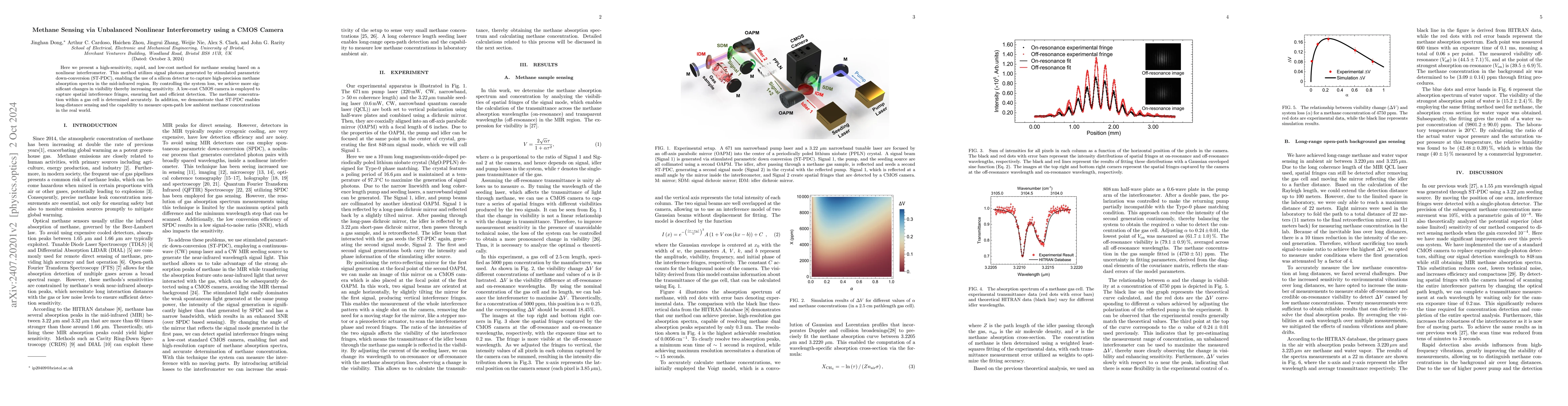 Thumbnail for Methane Sensing via Unbalanced Nonlinear Interferometry using a CMOS
  Camera