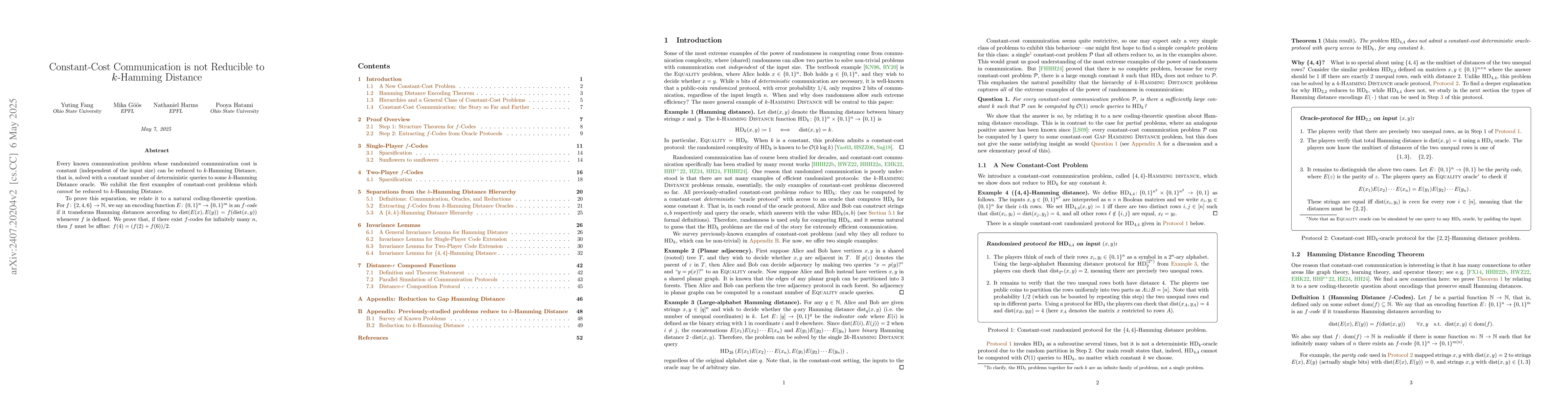 Thumbnail for Constant-Cost Communication is not Reducible to k-Hamming Distance