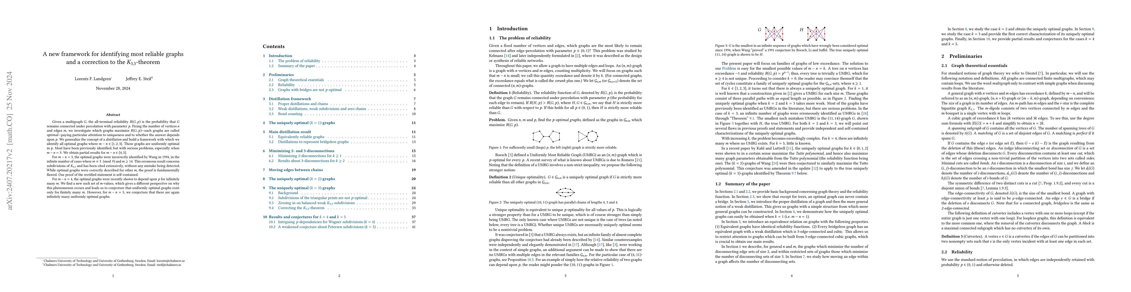 Thumbnail for A new framework for identifying most reliable graphs and a correction to
  the $K_{3,3}$-theorem