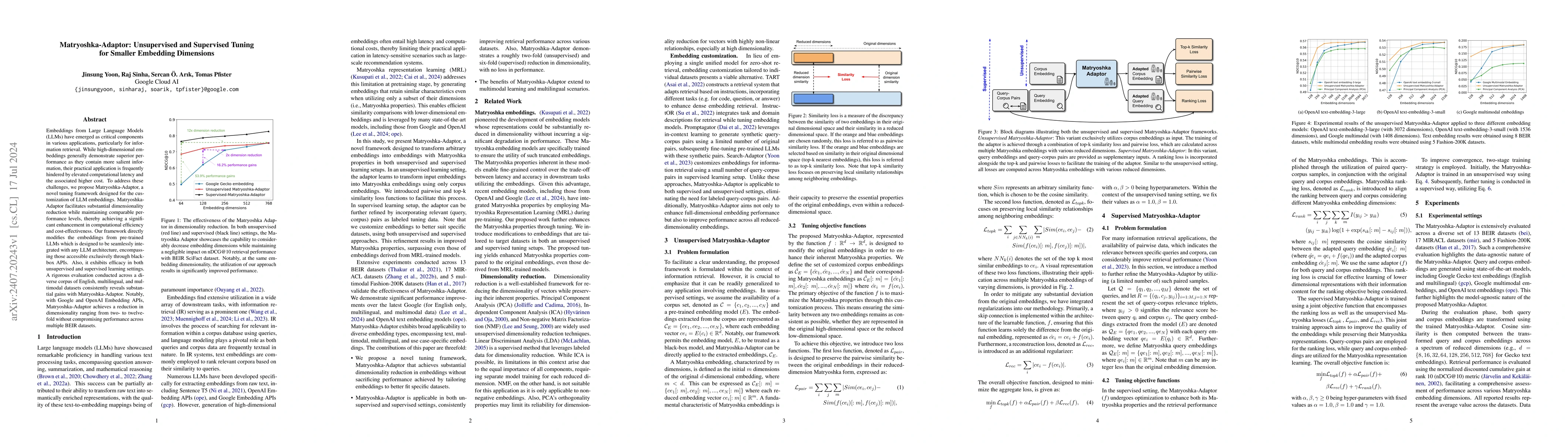 Thumbnail for Matryoshka-Adaptor: Unsupervised and Supervised Tuning for Smaller
  Embedding Dimensions