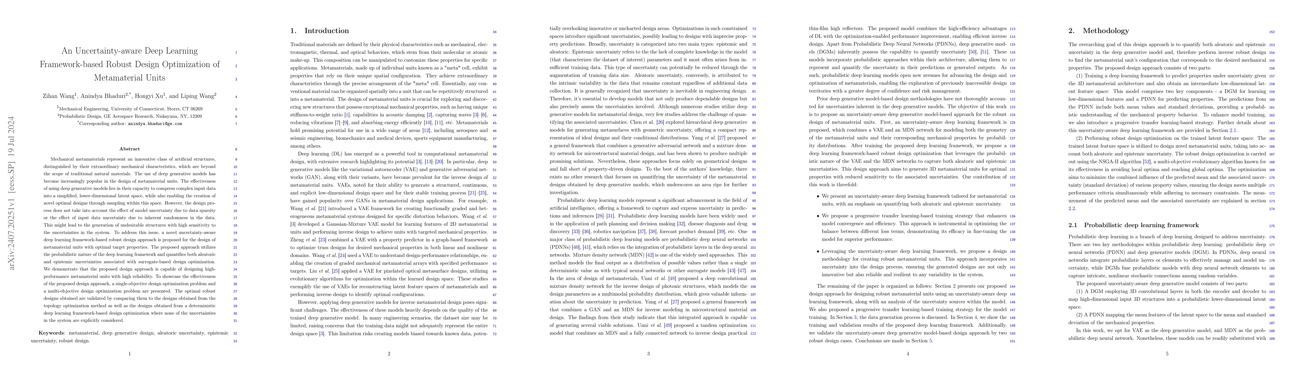 Thumbnail for An Uncertainty-aware Deep Learning Framework-based Robust Design
  Optimization of Metamaterial Units