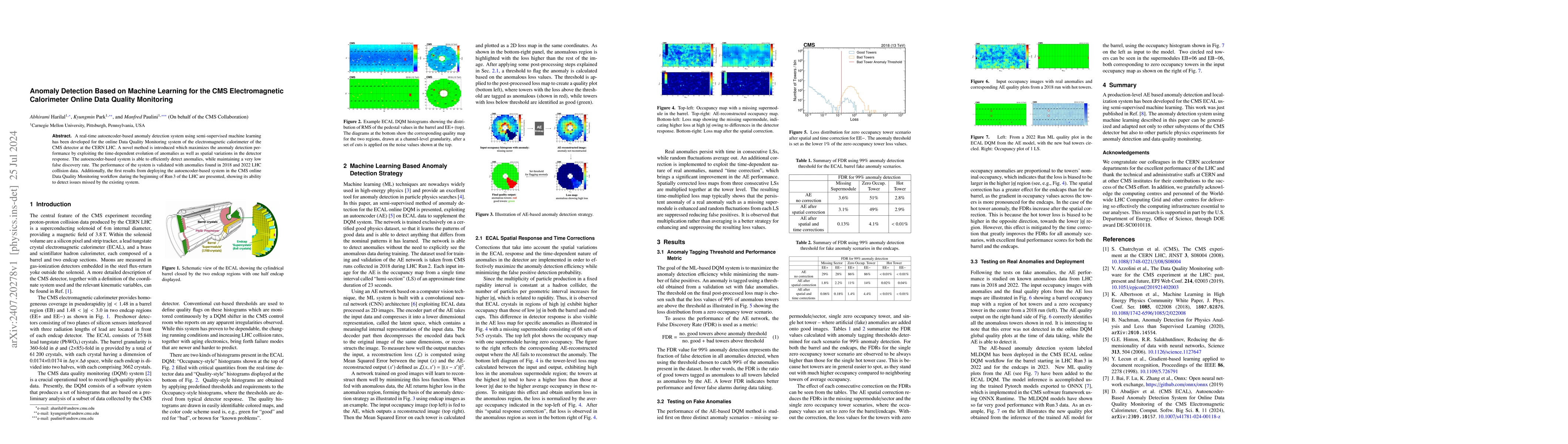 Thumbnail for Anomaly Detection Based on Machine Learning for the CMS Electromagnetic
  Calorimeter Online Data Quality Monitoring