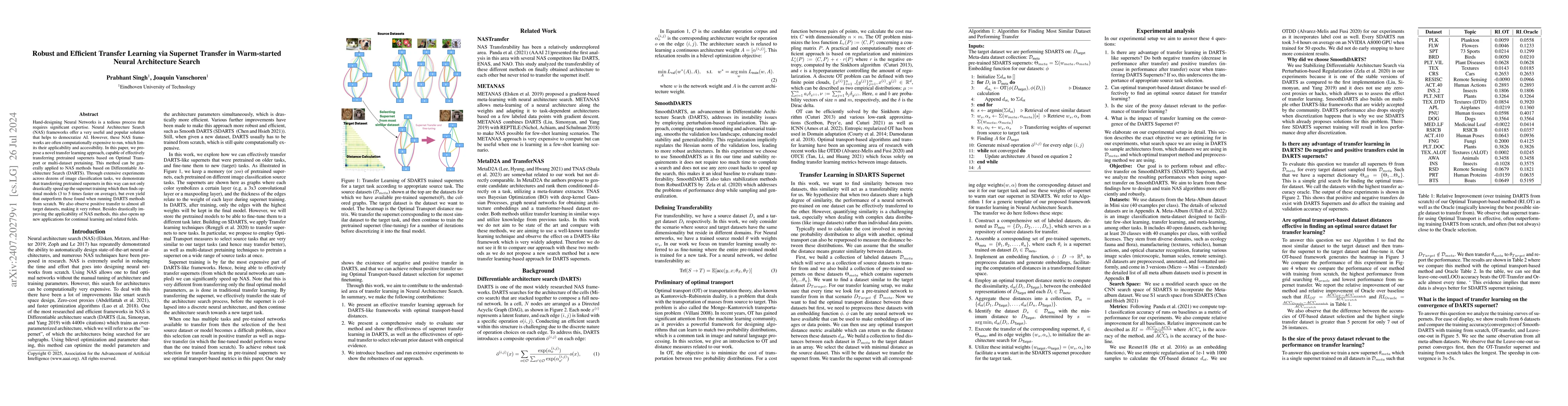 Thumbnail for Robust and Efficient Transfer Learning via Supernet Transfer in
  Warm-started Neural Architecture Search
