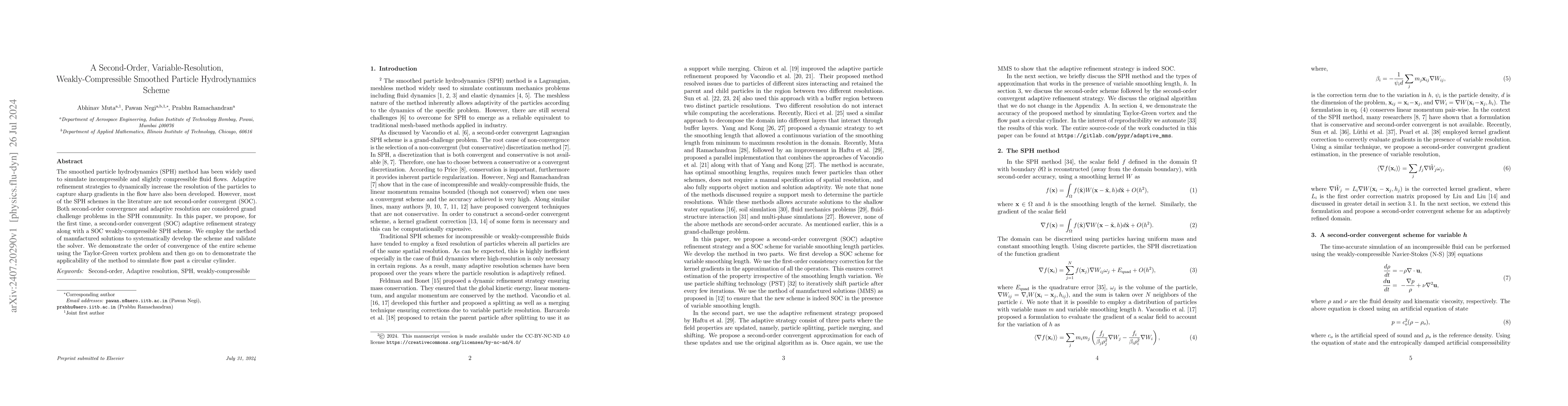 Thumbnail for A Second-Order, Variable-Resolution, Weakly-Compressible Smoothed
  Particle Hydrodynamics Scheme