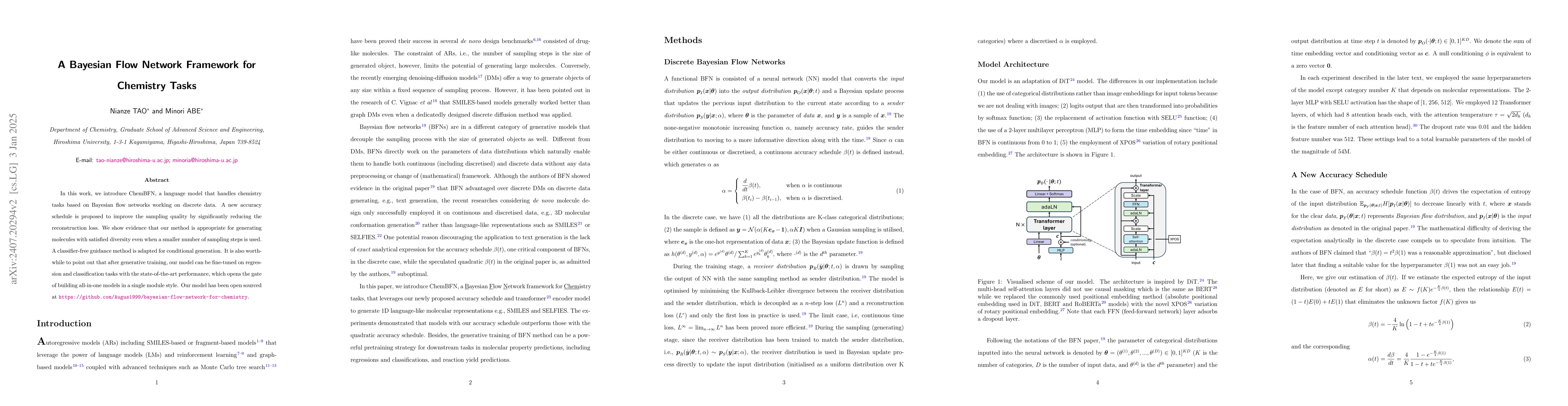 Thumbnail for A Bayesian Flow Network Framework for Chemistry Tasks